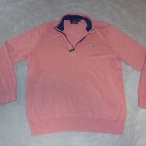 Vineyard Vines Men's Coral Zip-Up Sweater